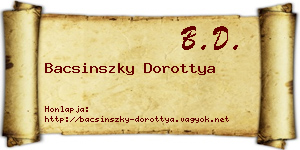Bacsinszky Dorottya névjegykártya